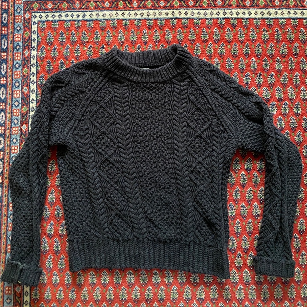 LL Bean signature cotton fisherman sweater S